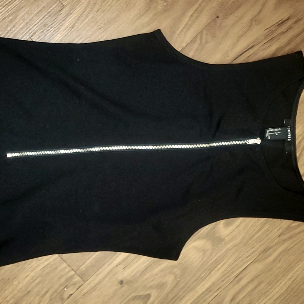 Forever 21 black front zipper bodysuit